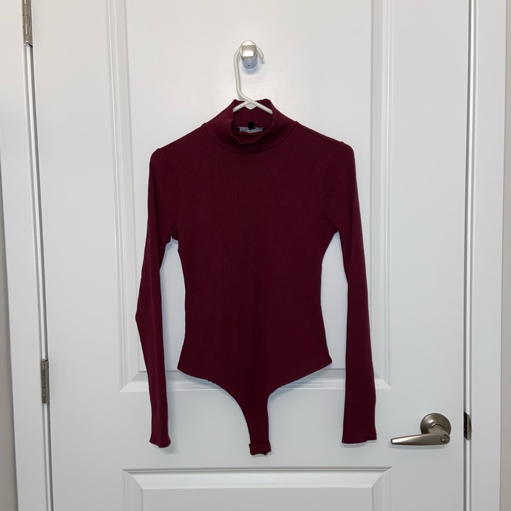 Lulus Basic Ribbed Long Sleeve Mock Neck Bodysuit